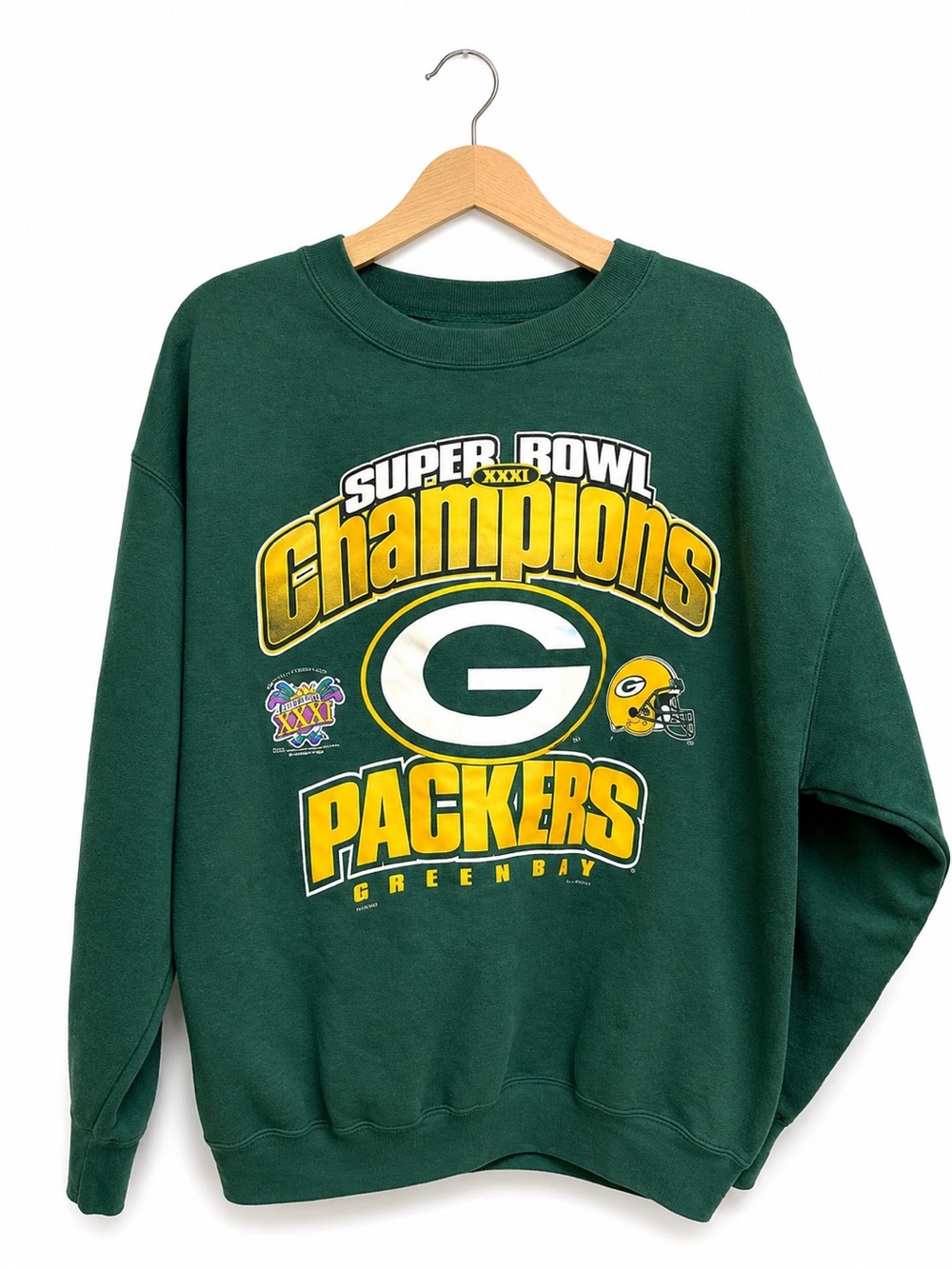 Green Bay Packers Super Bowl XXXI Champions Sweatshirt XL Vintage 90s Delta READ